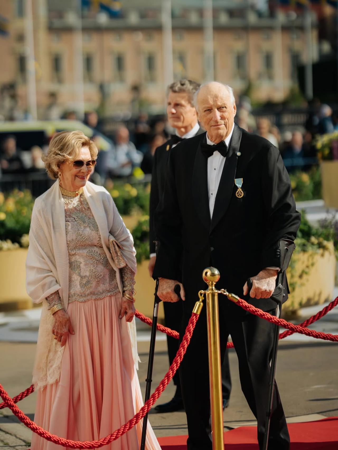 Los reyes Harald y Sonia de Noruega, en las celebraciones de los soberanos suecos con motivo de sus bodas de oro.