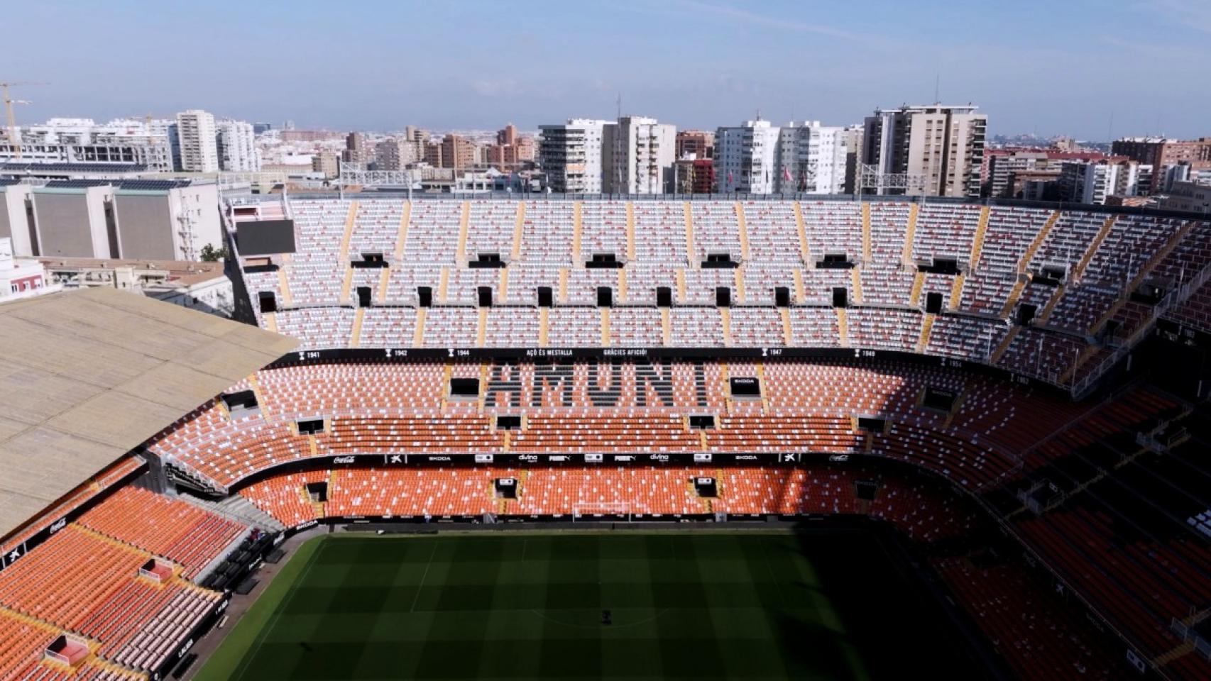 Vista del estadio de Mestalla. VCF