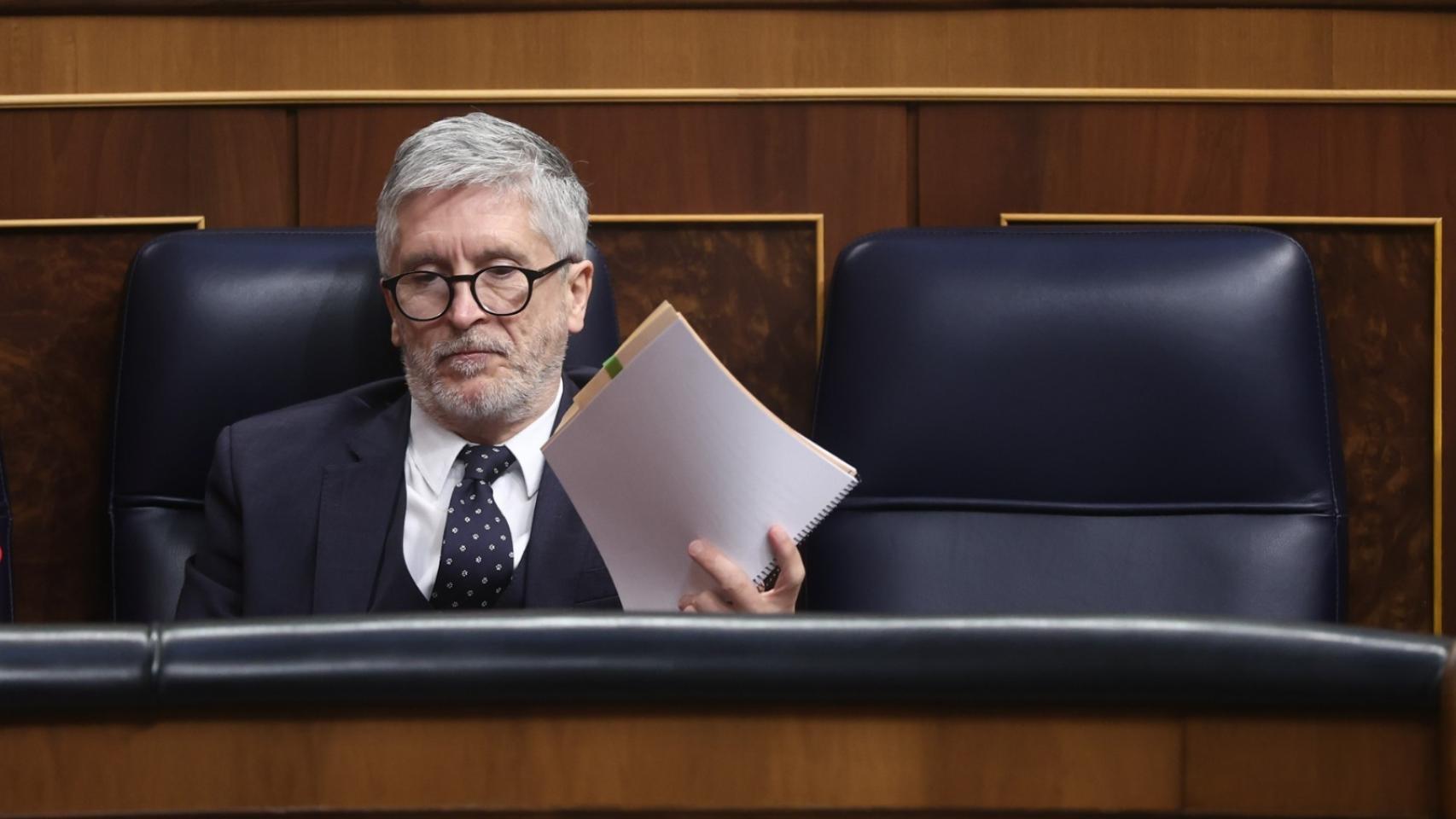 El ministro del Interior, Fernando Grande-Marlaska, durante una sesión en el Congreso de los Diputados.