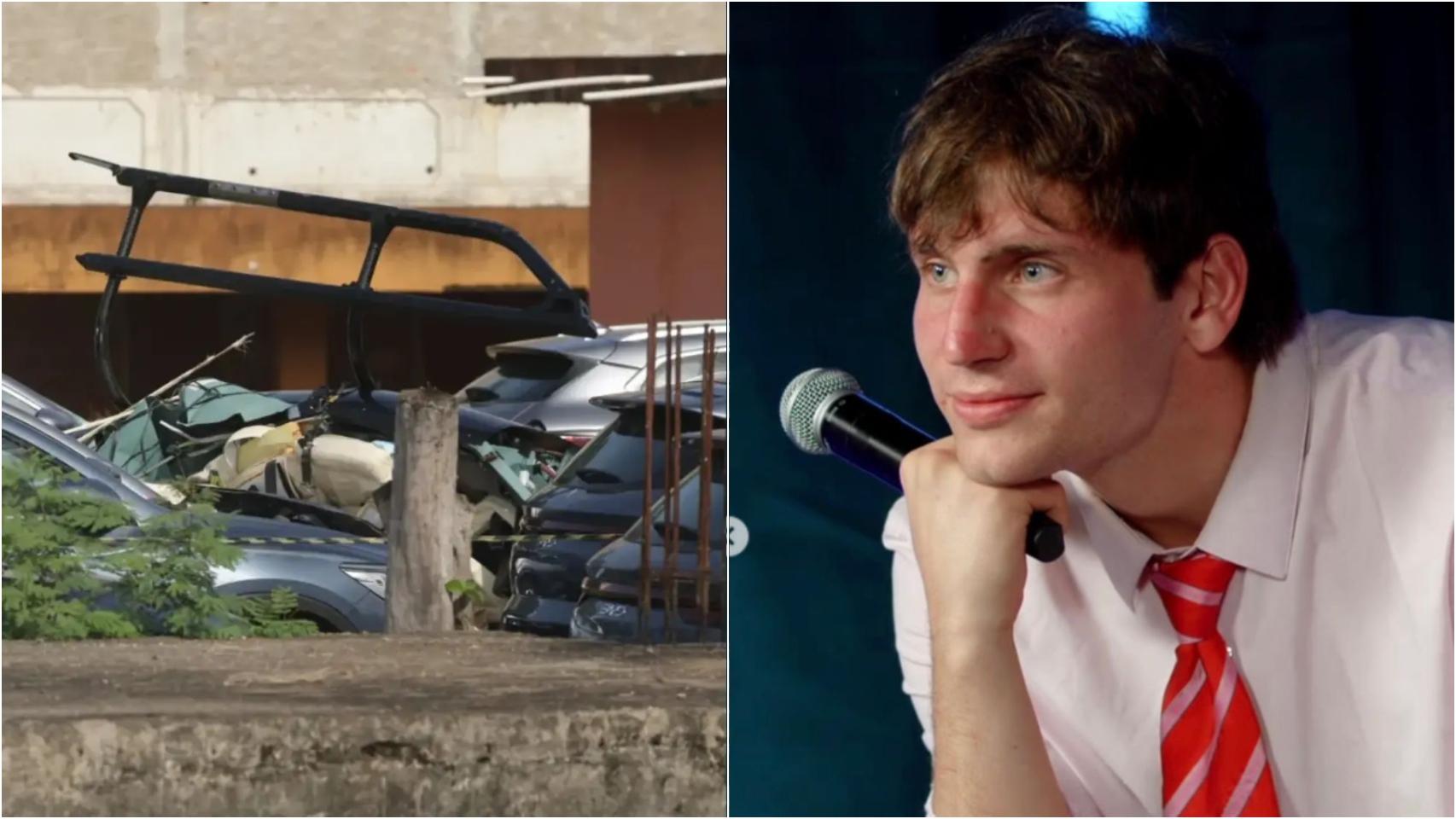 Imagen del accidente y del youtuber argentino 'Gaspi'.