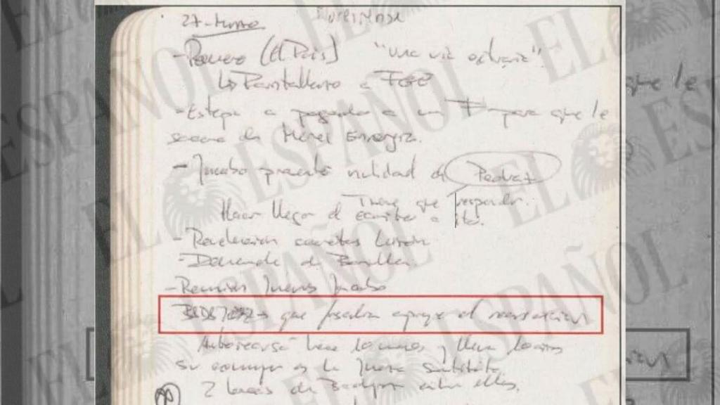 Anotaciones en la agenda de Santos Cerdán, exsecretario de Organización del PSOE.