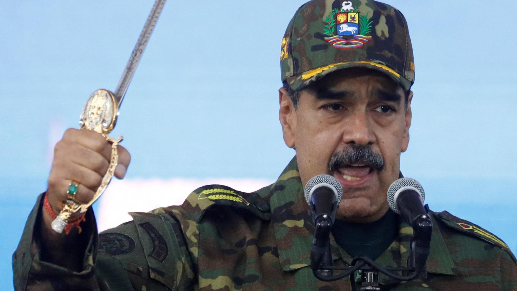 El autócrata venezolano, Nicolás Maduro, durante una marcha en Caracas esta semana.