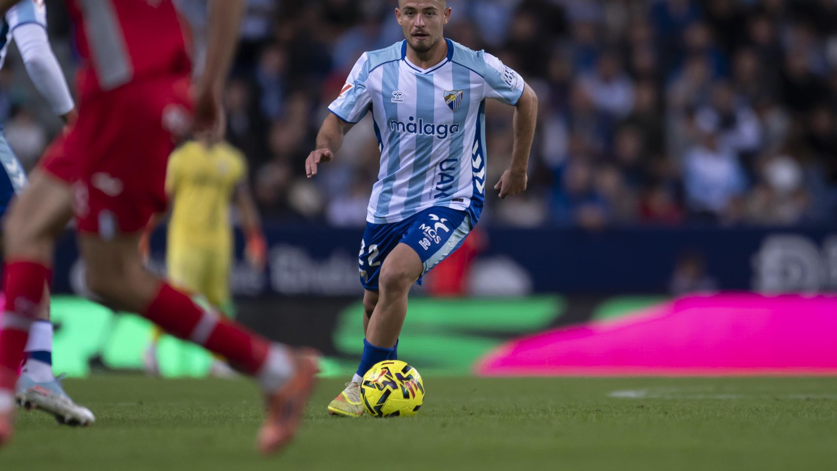 Dani Lorenzo en un partido en La Rosaleda con el Málaga CF