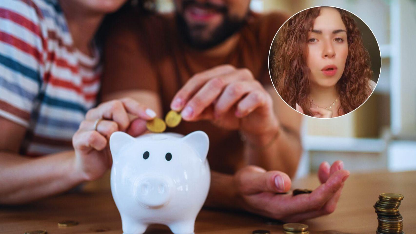 Pareja con ahorros y la creadora de contenido @saraa.inf.