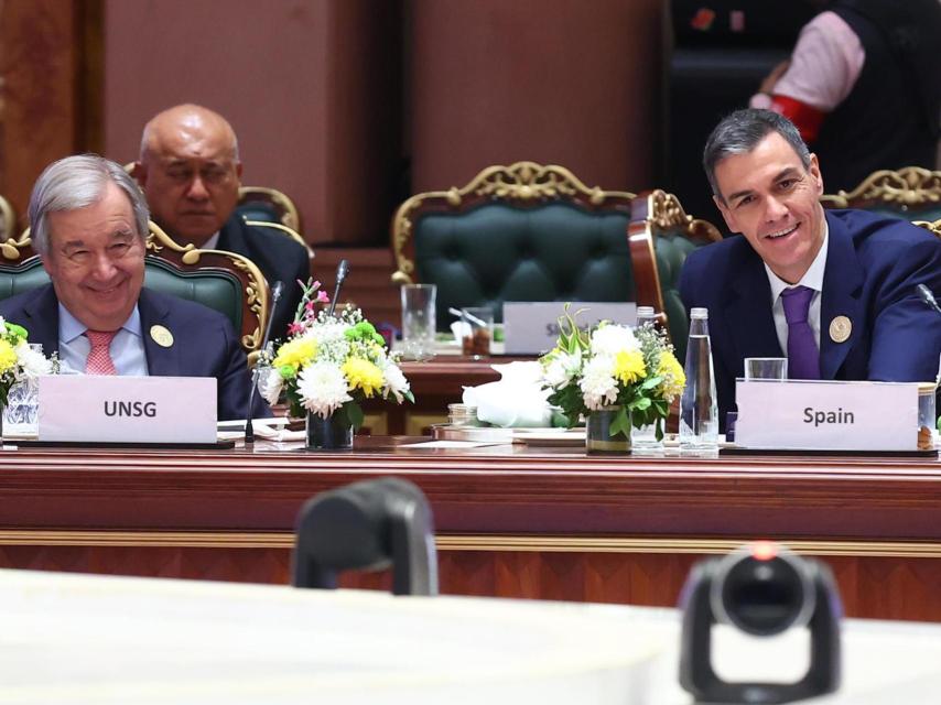 El presidente del Gobierno español, Pedro Sánchez, participa en la inauguración el Global AI Impact Summit 2026, en Nueva Delhi, este jueves.