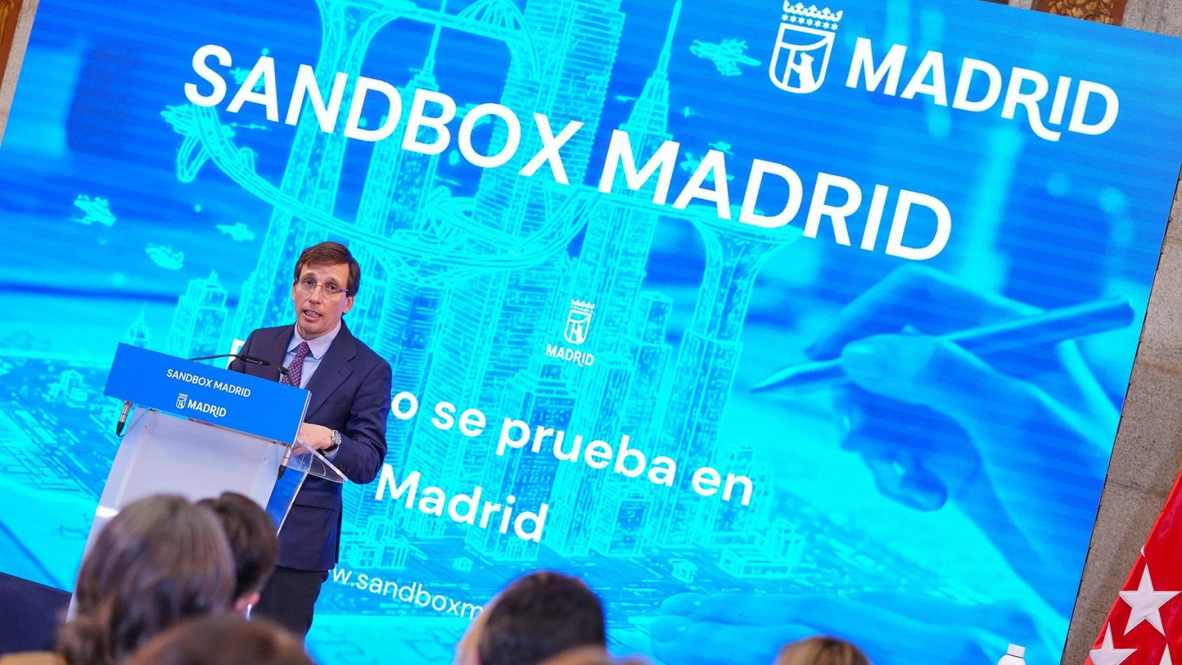 José Luis Martínez-Almeida, en la presentación del 'sandbox' madrileño.