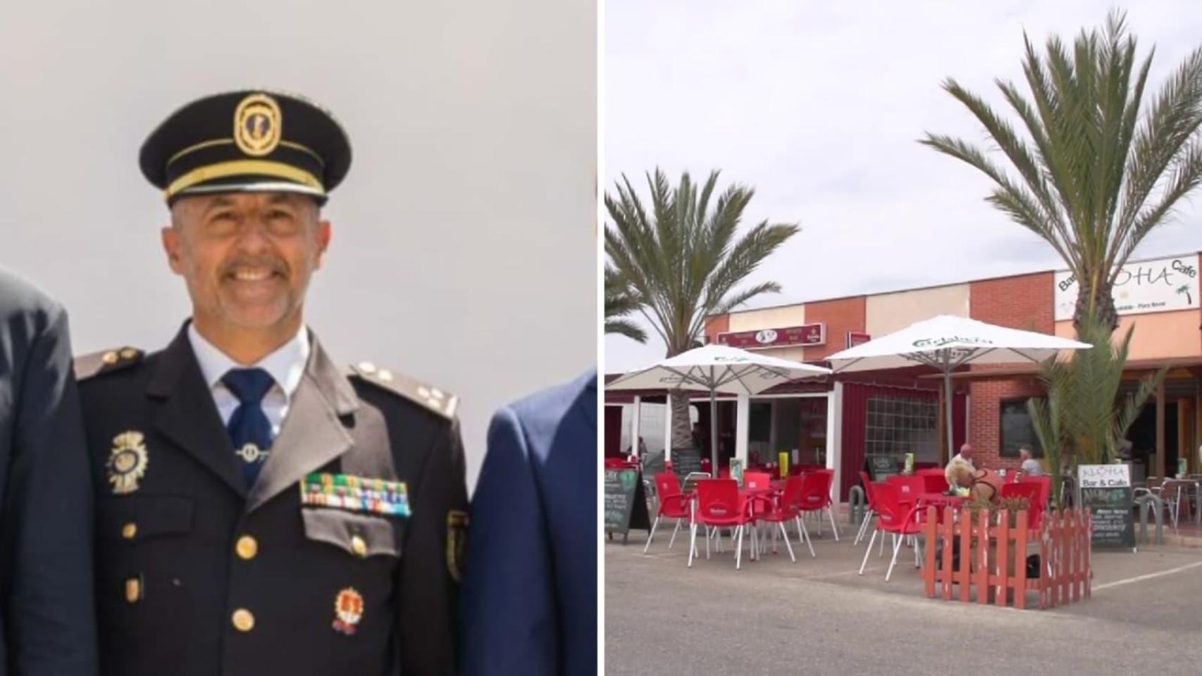 El jefe de la Unidad Adscrita a la Policía Nacional con sede en Elche, Fernando Gómez, y establecimientos de San Fulgencio.