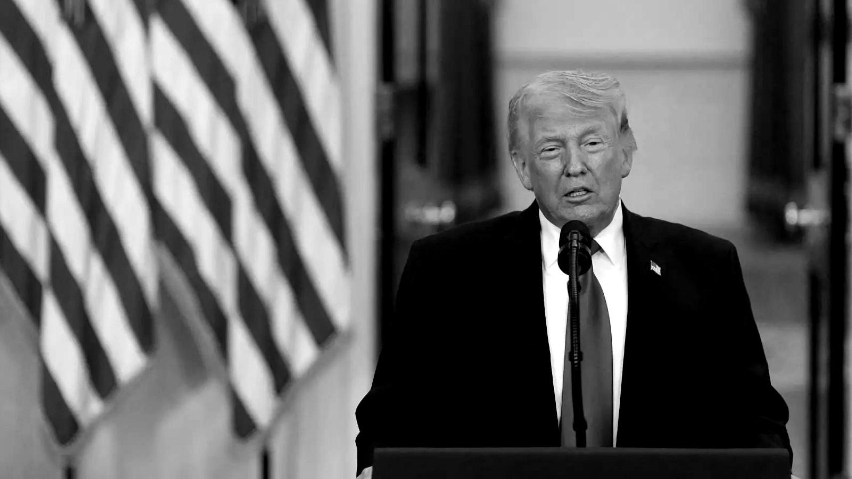 El presidente estadounidense Donald Trump pronuncia un discurso a la nación sobre la guerra con Irán en la Casa Blanca en Washington, D.C., EE. UU., el 1 de abril de 2026.