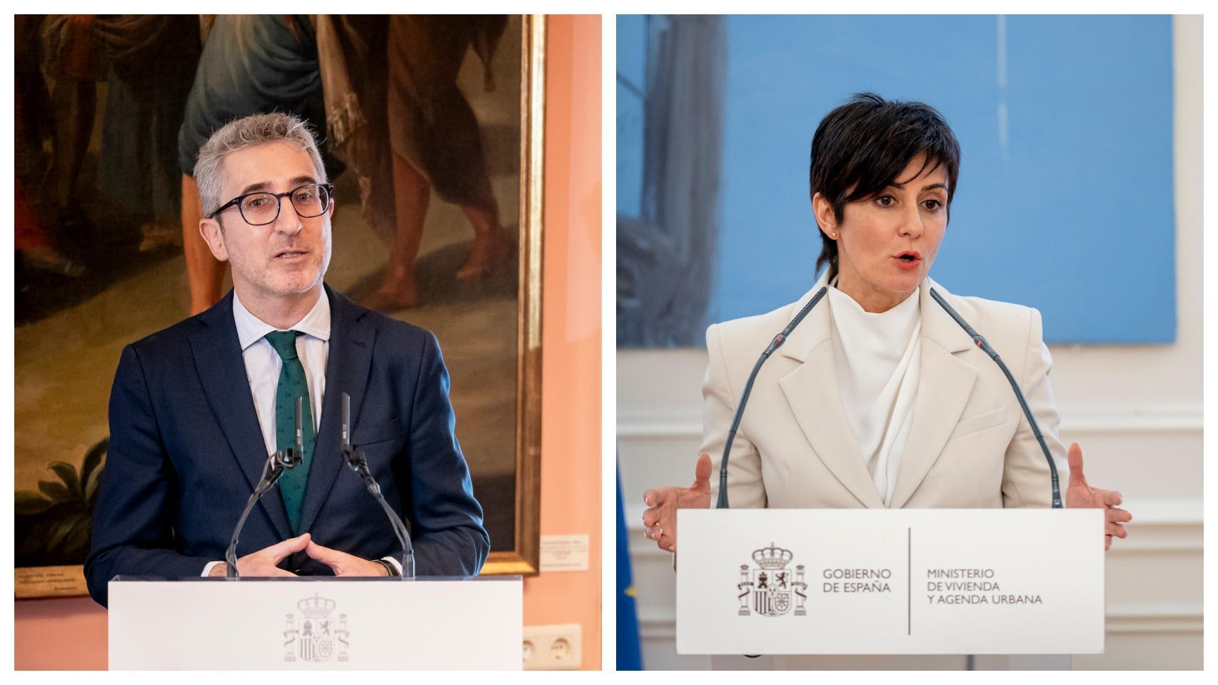 Arcadi España, ministro de Hacienda, e Isabel Rodríguez, ministra de Vivienda.