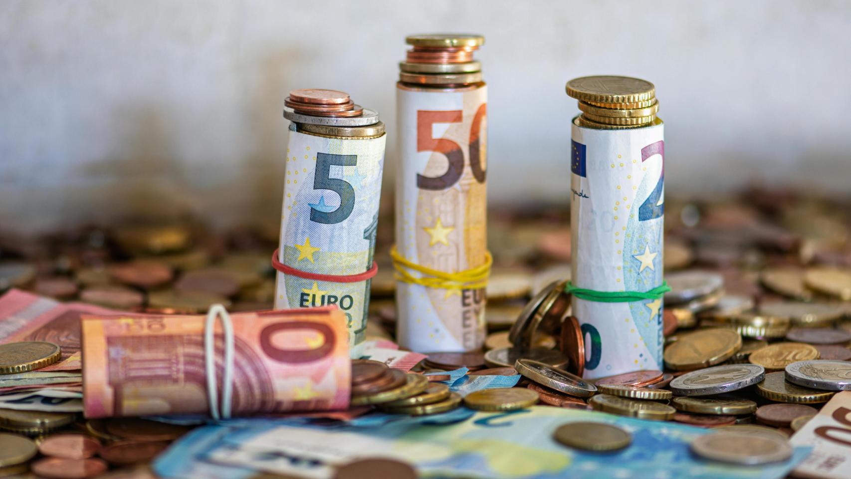 Billetes y monedas de euro.