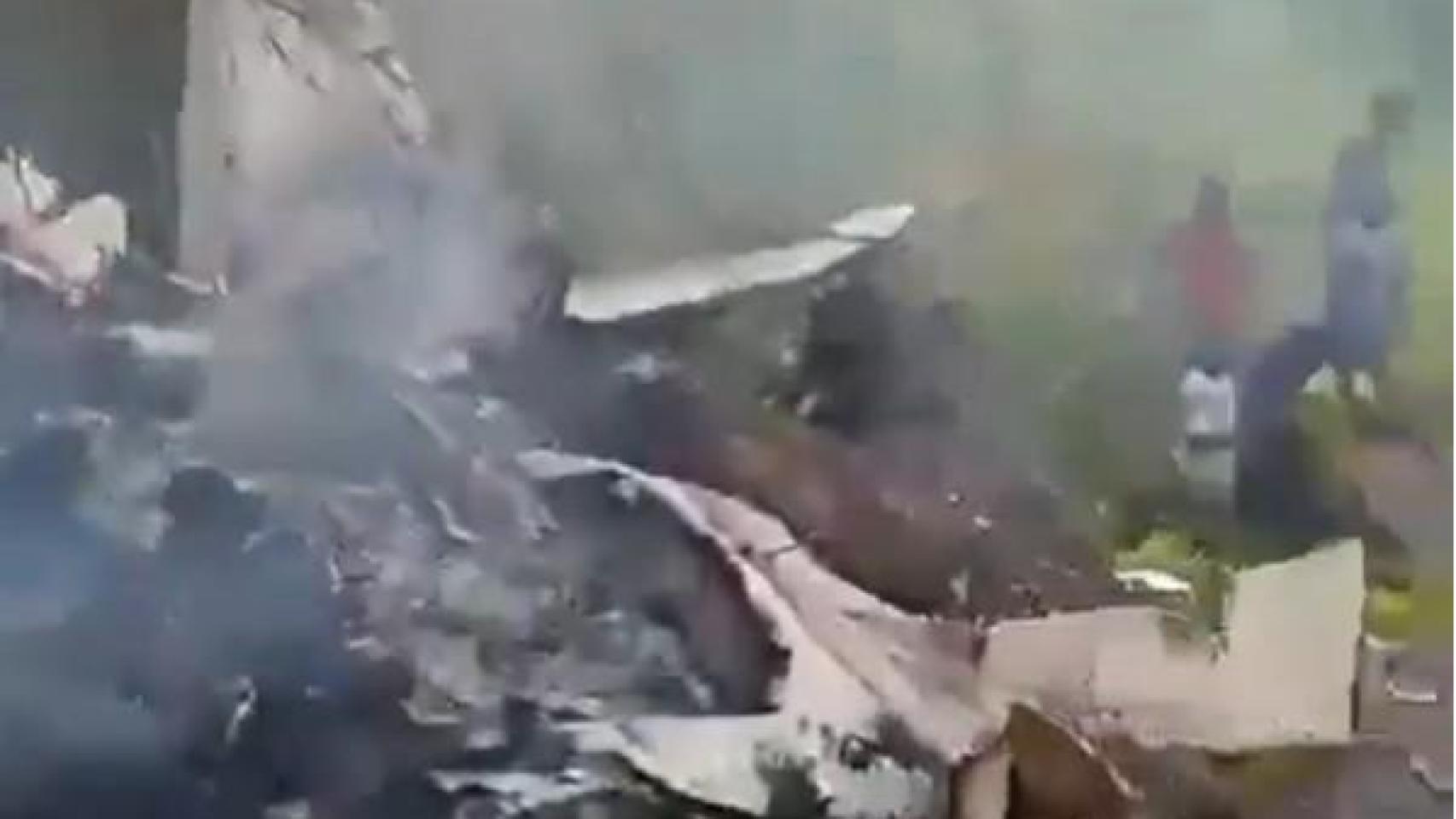 Captura de vídeo de la avioneta estrellada cerca de Yuba en Sudán del Sur.