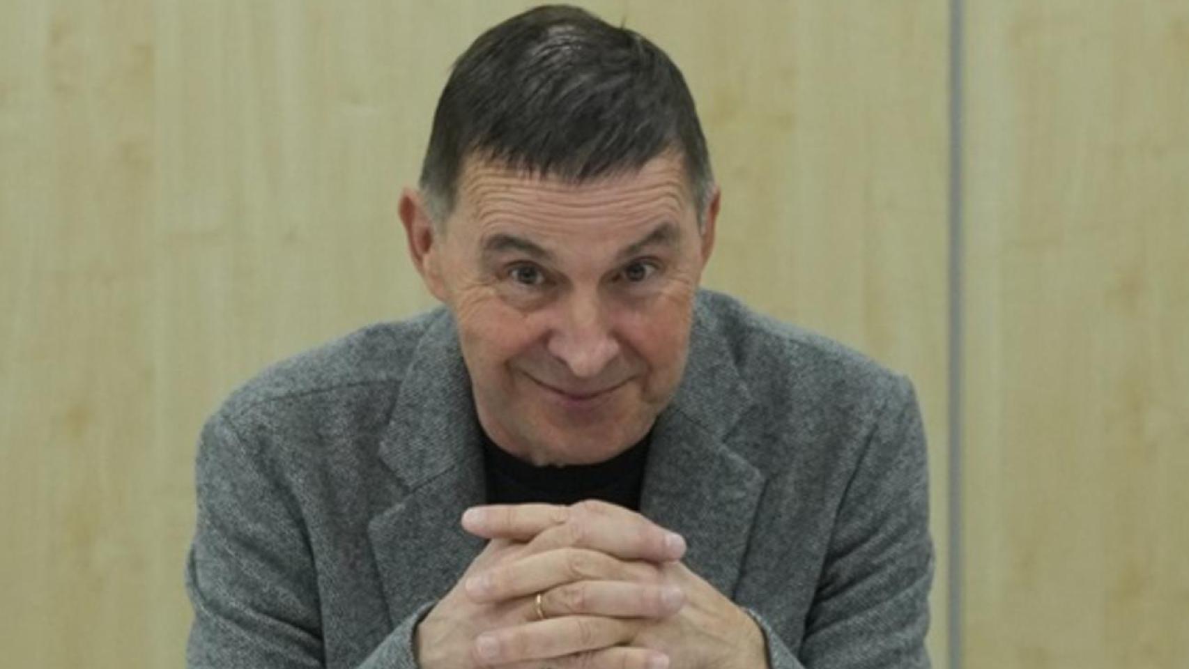 Arnaldo Otegi, coordinador general de EH Bildu, en la sede de ERC en Barcelona, el pasado mes de marzo.