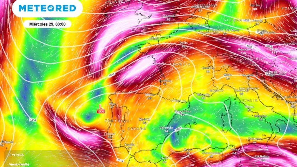 La península estará flanqueada por dos danas en las primeras horas el miércoles.