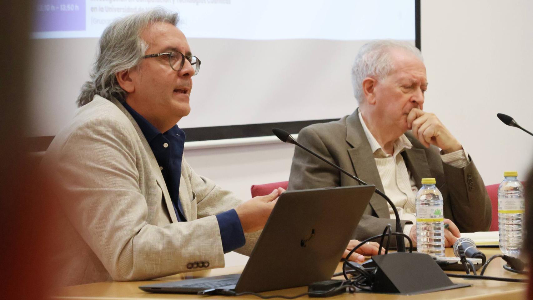 Javier López (UMA) y Felipe Romera (Málaga TechPark), este martes en la presentación oficial del Ecosistema Cuántico de Málaga.