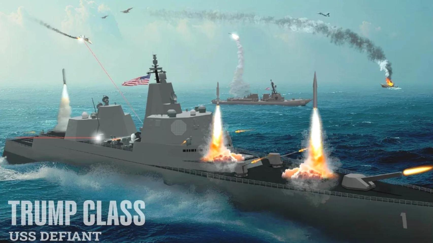 Diseño del primer acorazado de la futura clase Tump de EEUU
