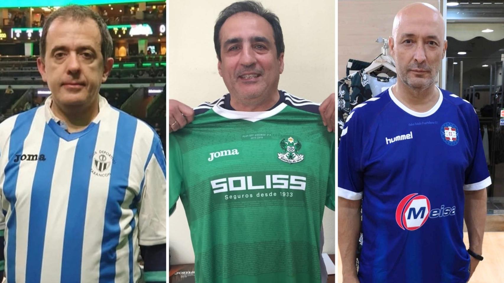 De izquierda a derecha: Eladio (aficionado del CD Tarancón), Valentín (aficionado del CD Toledo) y Gregorio (aficionado del CS Puertollano).