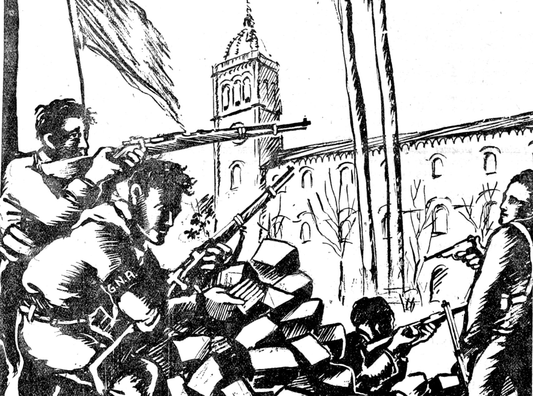 Detalle de la ilustración de Josep Bartolí para el cuento 'Carabinero', de Chaves Nogales, publicado en el semanario parisino 'Madrid' (1938)
