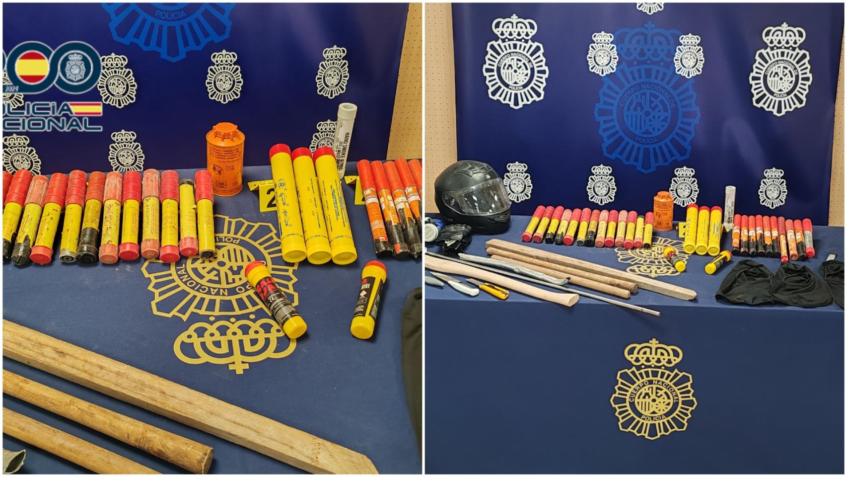 Materiales requisados durante el viernes en la previa del Dépor - Leganés