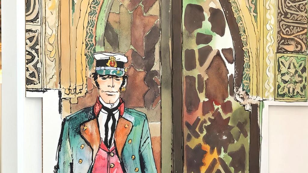 Una de las ilustraciones expuestas en Alicante de Hugo Pratt que sitúa a su famoso Corto Maltés en Córdoba.