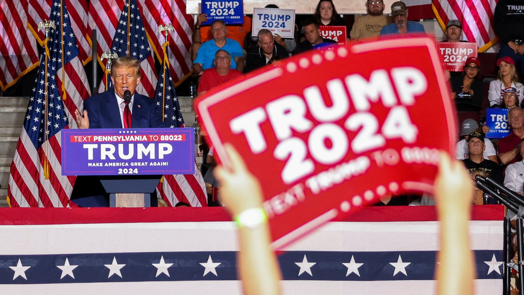 Donald Trump en un reciente acto de campaña en Erie (Pensilvania).