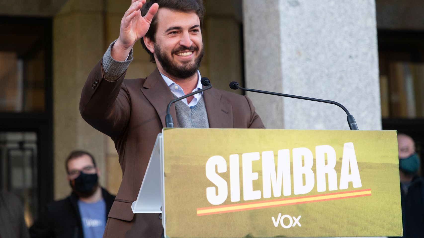 El vicepresidente de la Junta, Juan García-Gallardo, en un mitin de campaña en Zamora.