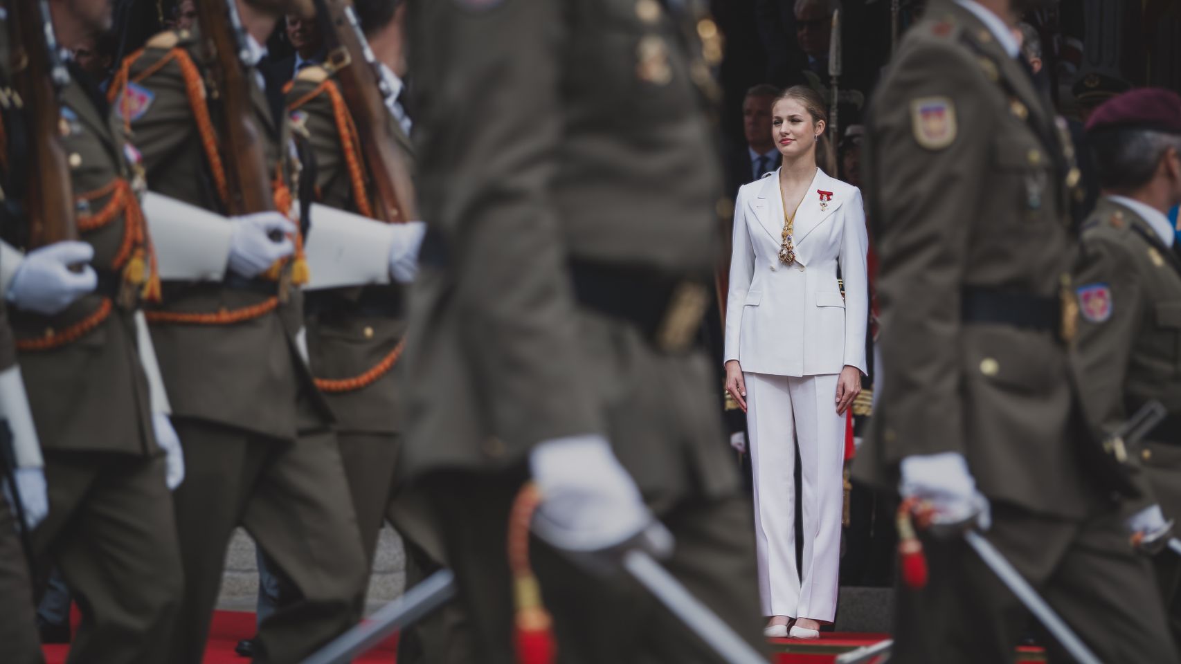 La princesa Leonor, durante el desfile en su honor.