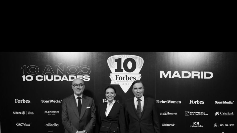 Andrés Rodríguez, Cruz Sánchez de Lara y Pedro J. Ramírez, en el aniversario de Forbes.