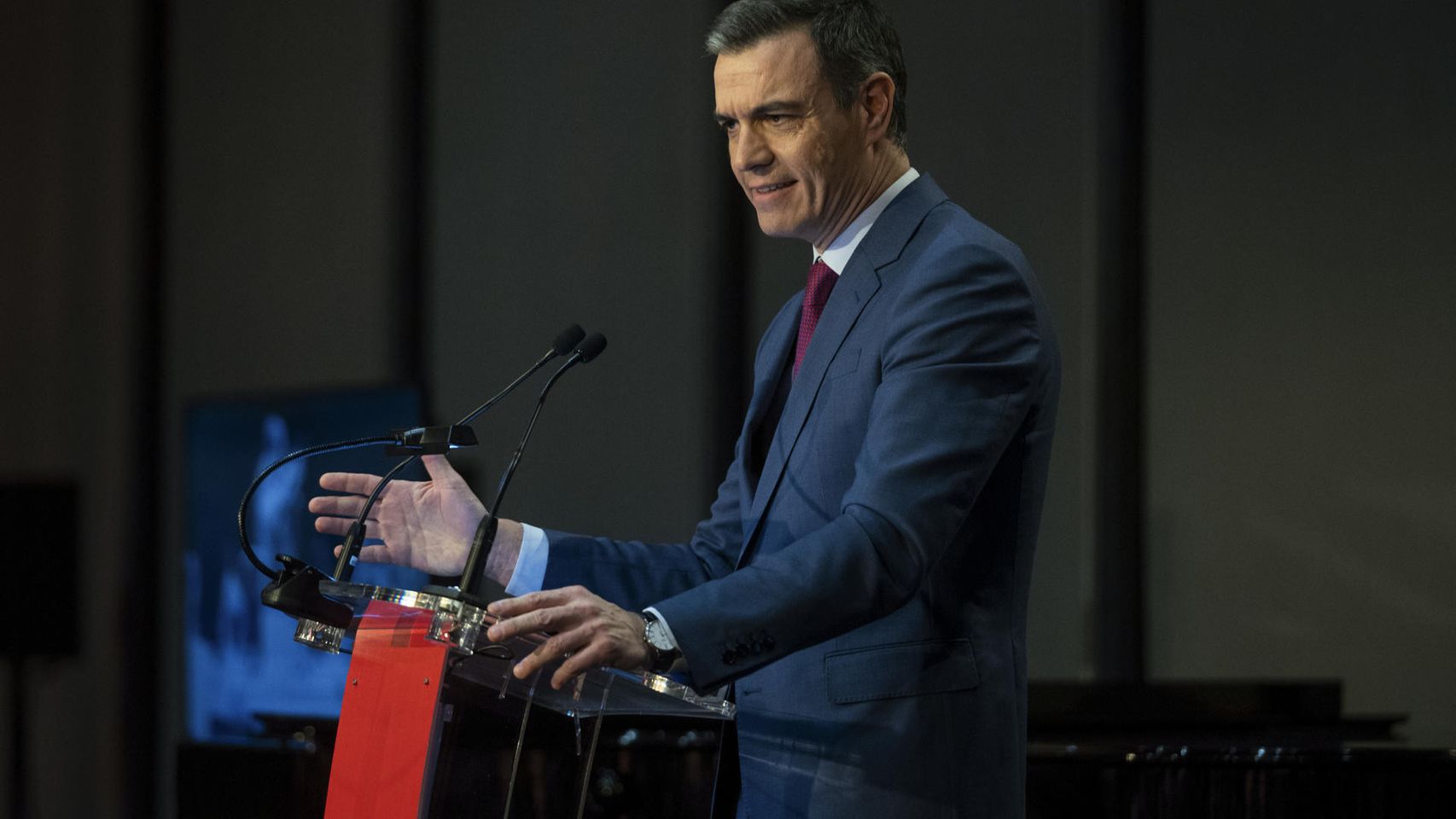 El presidente del Gobierno, Pedro Sánchez, este lunes en Madrid.