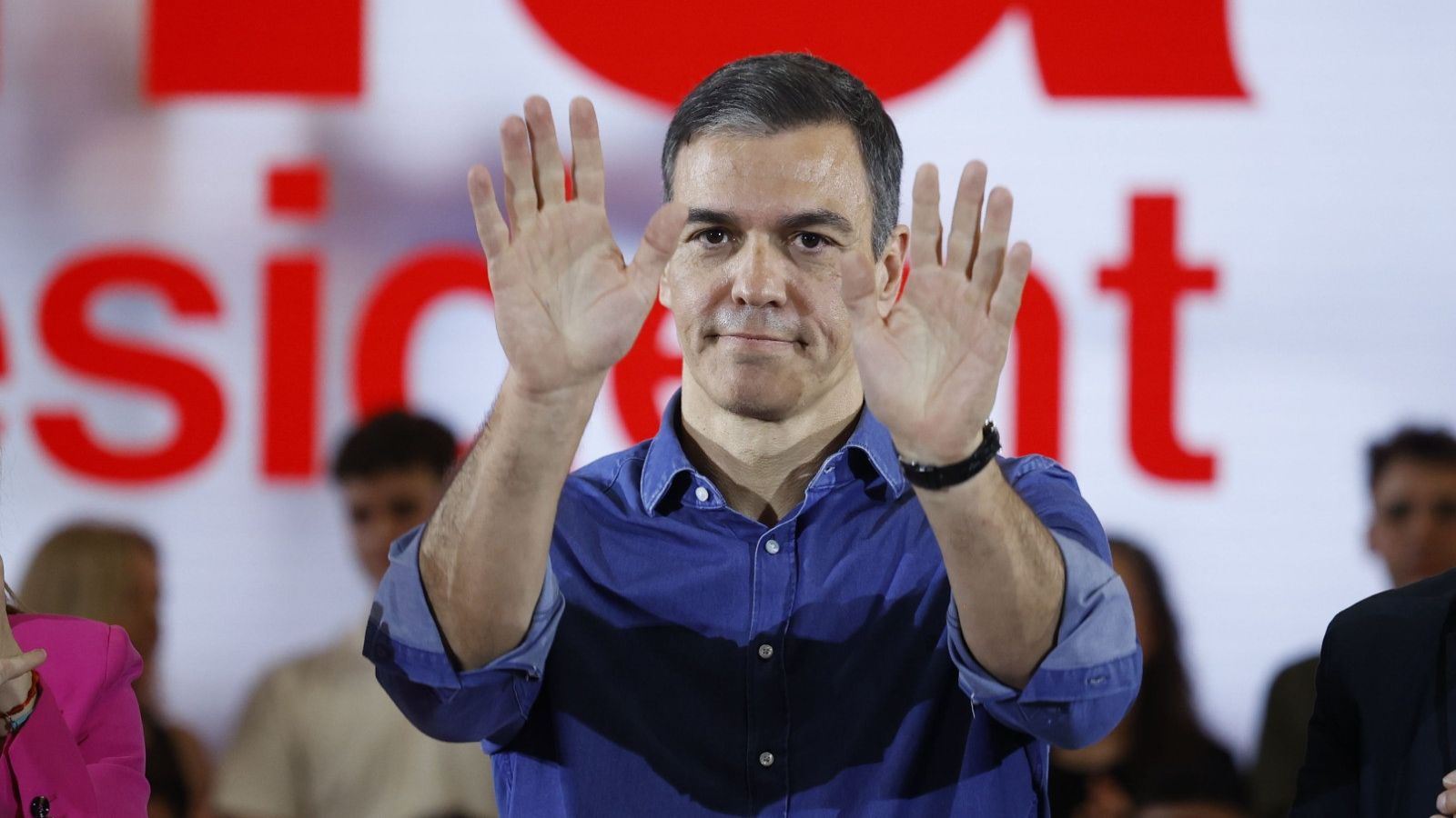 El presidente del Gobierno, Pedro Sánchez, participa este jueves en su primer mitin de la campaña catalana.