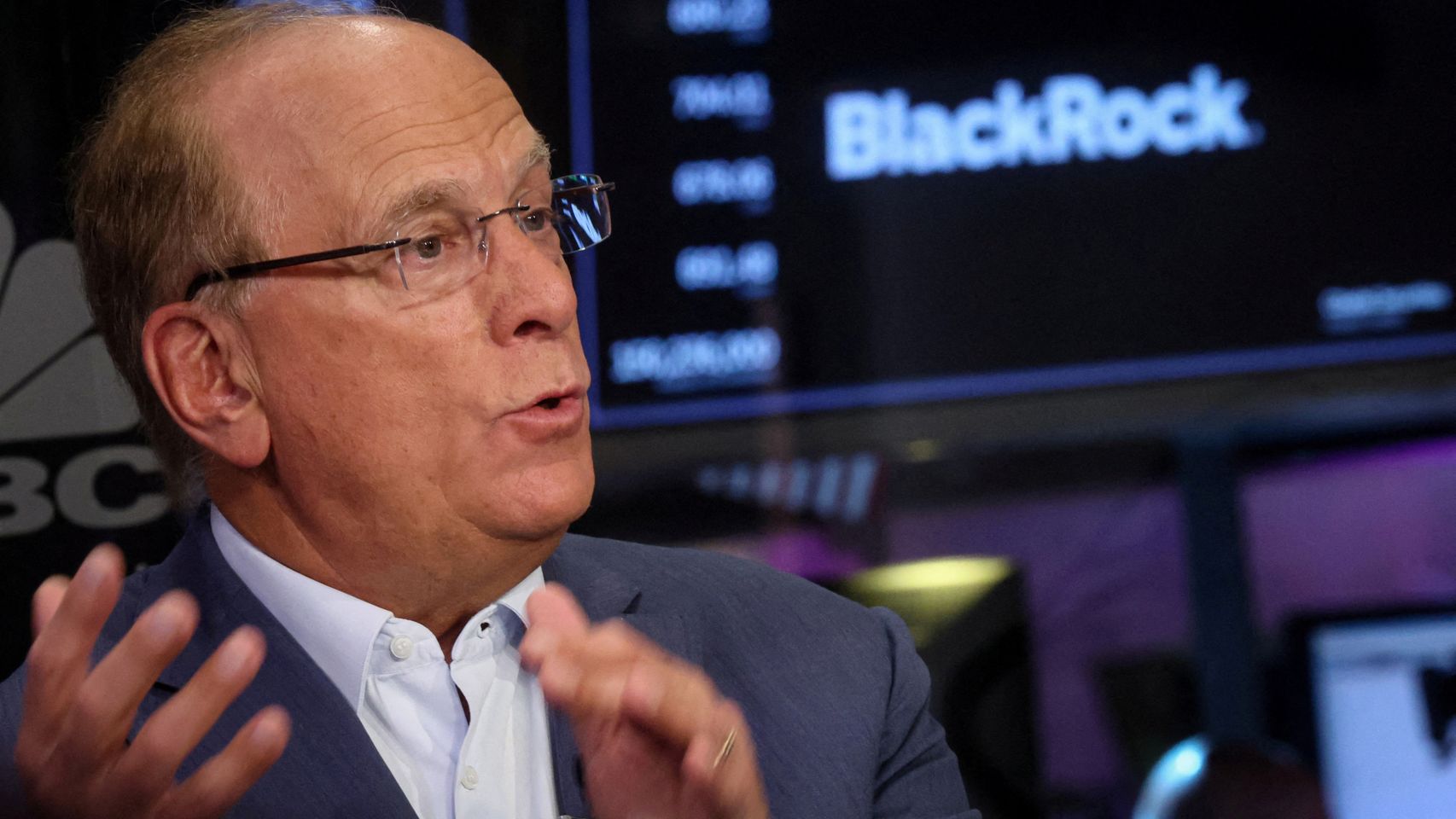 Larry Fink, CEO de BlackRock, durante una entrevista en la Bolsa de Nueva York.