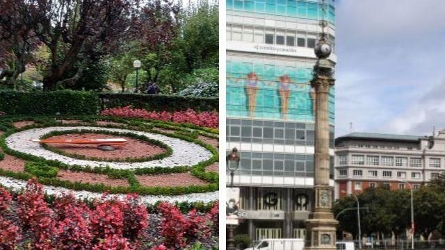 A la izquierda, el reloj floral; a la derecha, el Obelisco