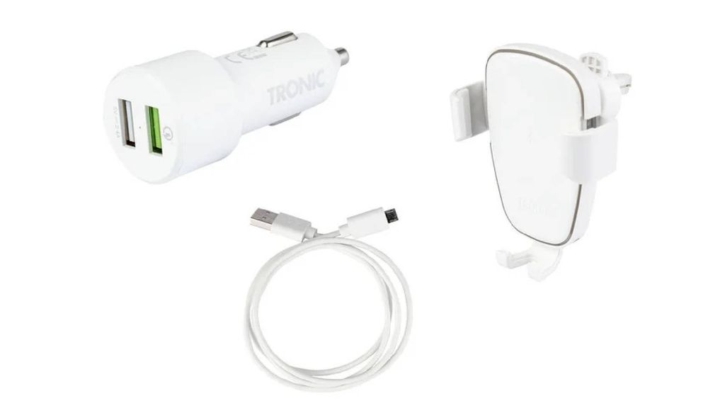 Soporte para smartphone con cargador QI de Lidl.