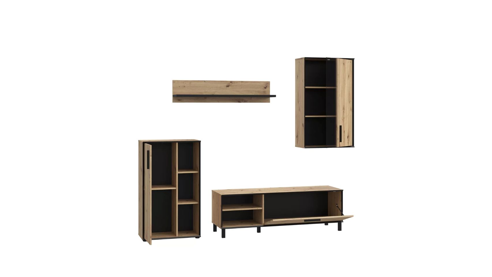 Mueble compacto de TV PORTOPINO 236cm roble.