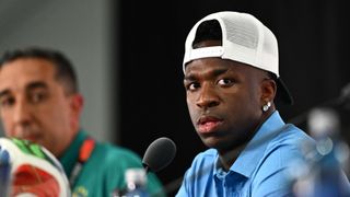 Vinicius, durante la rueda de prensa previa al partido contra Marruecos.