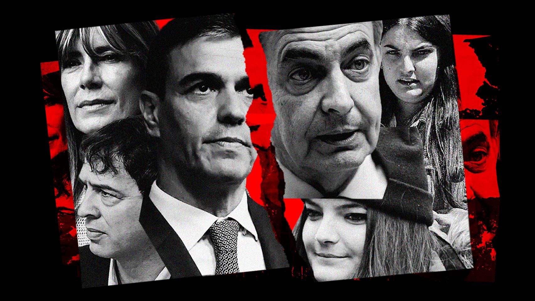 Begoña Gómez, David Sánchez, Pedro Sánchez, José Luis Rodríguez Zapatero y sus hijas, Alba y Laura Rodríguez, todos ellos imputados a excepción del presidente del Gobierno