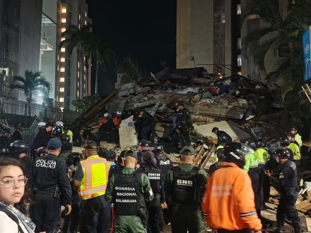 Un edificio colapsado en Caracas.