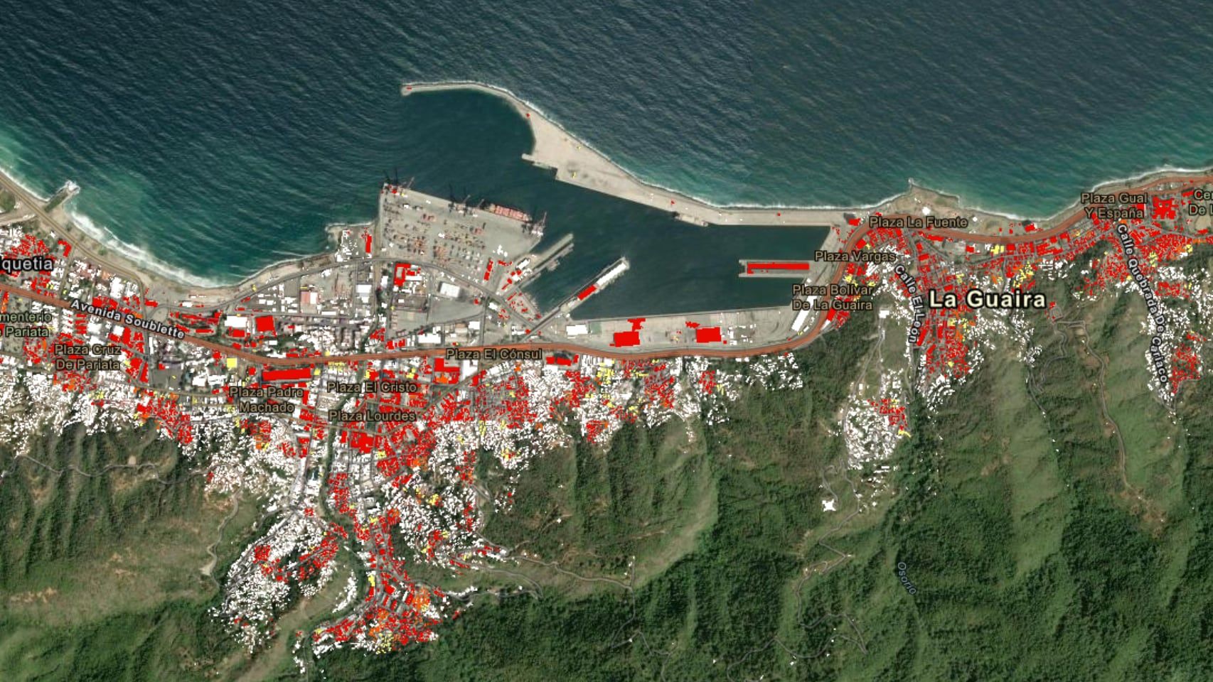 Vista satelital de los daños causados por los Terremotos en Venezuela