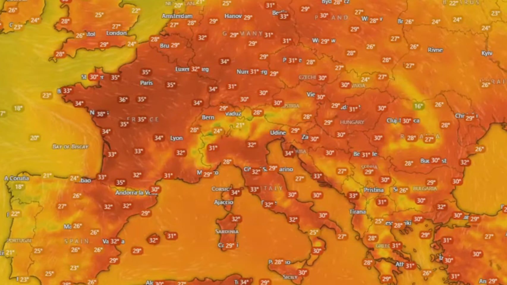 Temperaturas en Francia más altas que en España