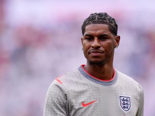 Marcus Rashford, durante un calentamiento con Inglaterra en el Mundial.