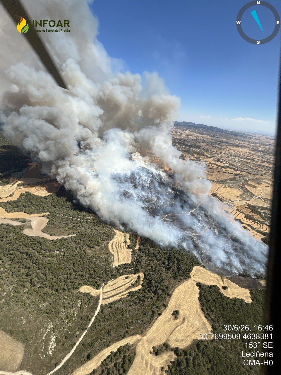 Incendio forestal en Leciñena
