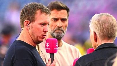 Nagelsmann habla con los medios alemanes durante el Mundial.
