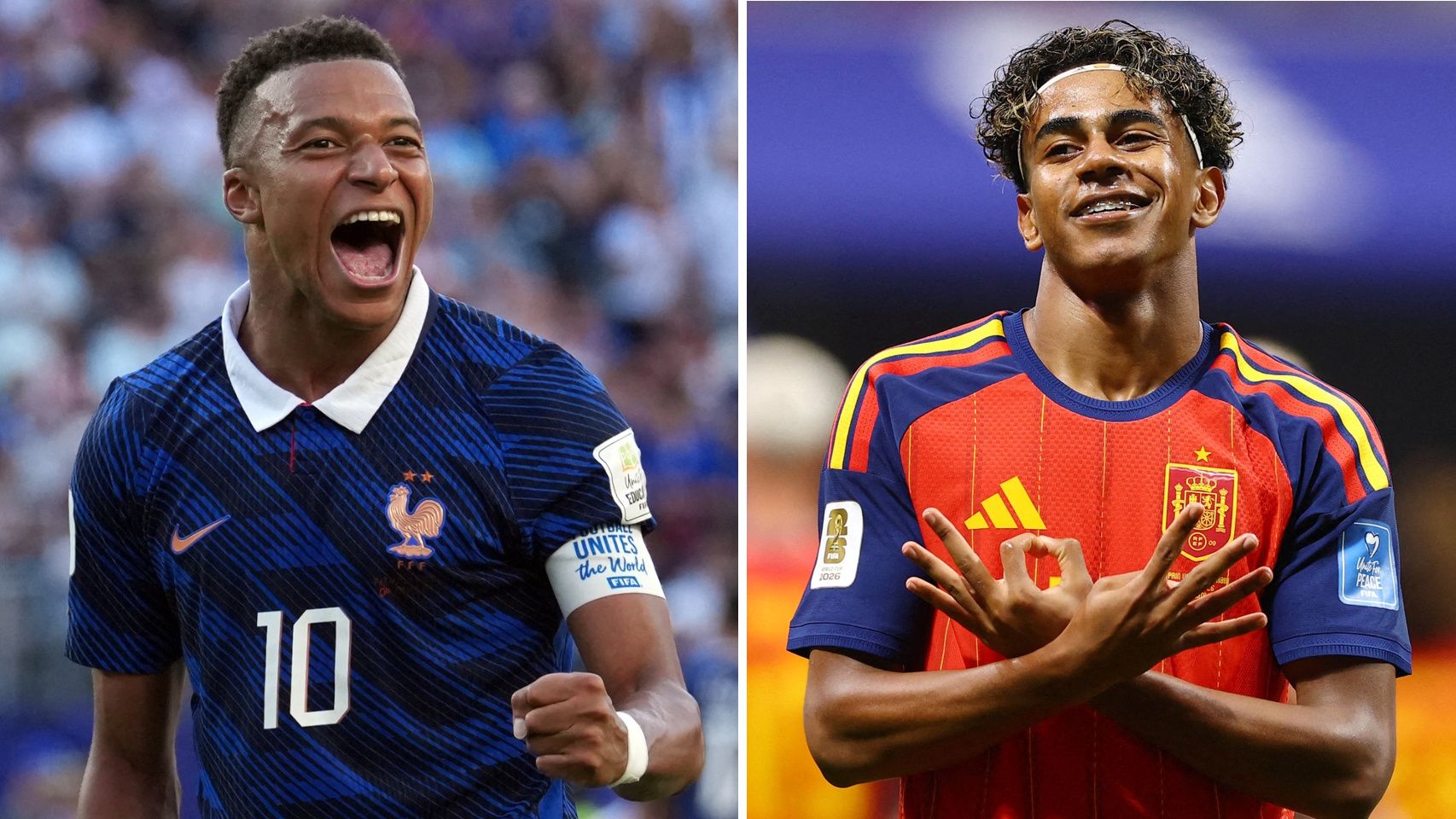 Kylian Mbappé, la estrella de Francia, y Lamine Yamal, el líder de España.