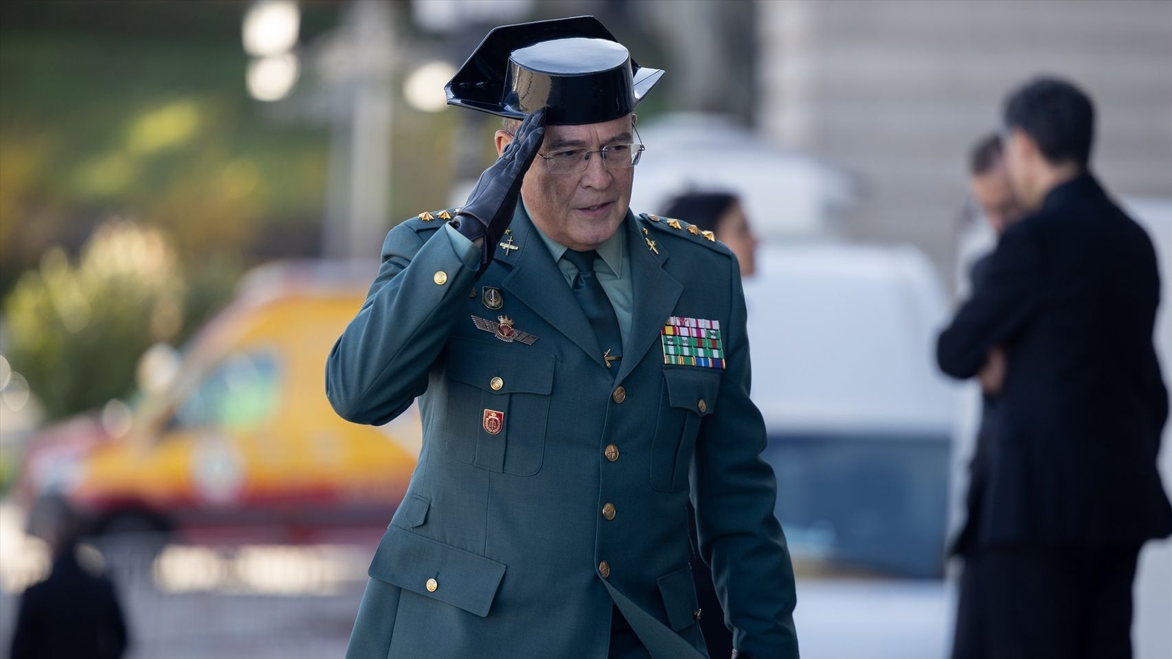 El coronel Diego Pérez de los Cobos a su llegada al funeral por el vigésimo aniversario del 11-M, en la Catedral de la Almudena, a 11 de marzo de 2024, en Madrid.