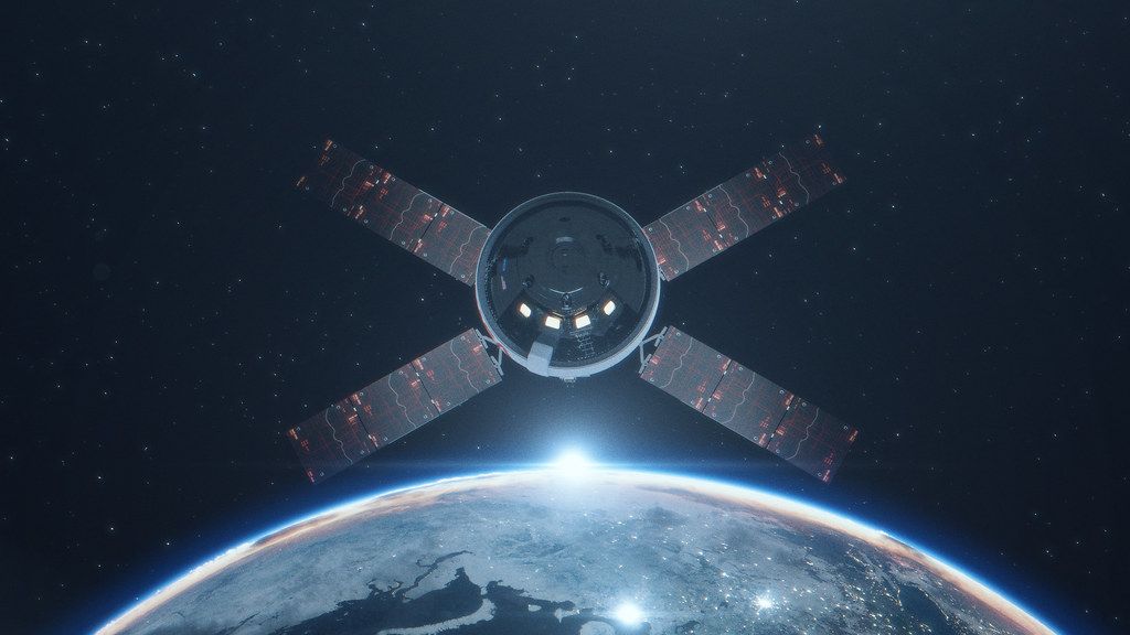 Satélkte orbitando la Tierra