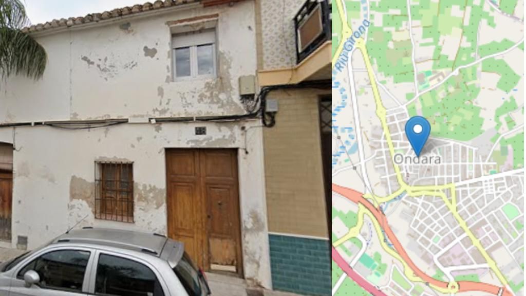 Imagen de la casa en subasta, junto a su ubicación.
