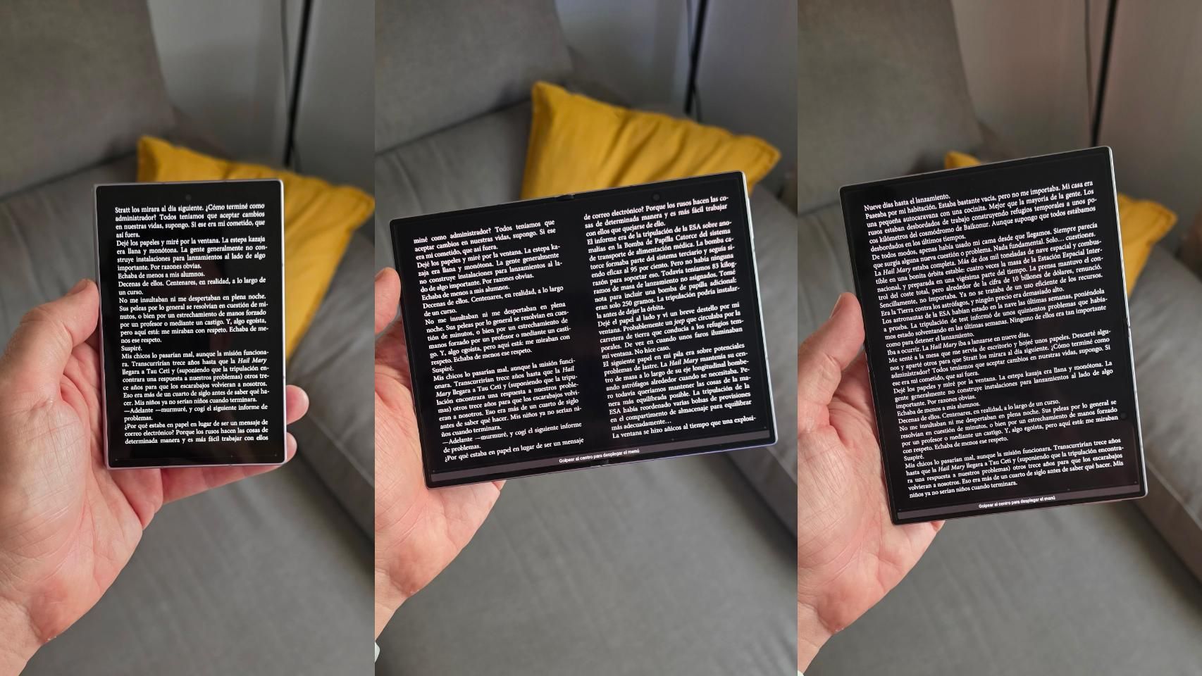 Leyendo en un Samsung Galaxy Fold 8