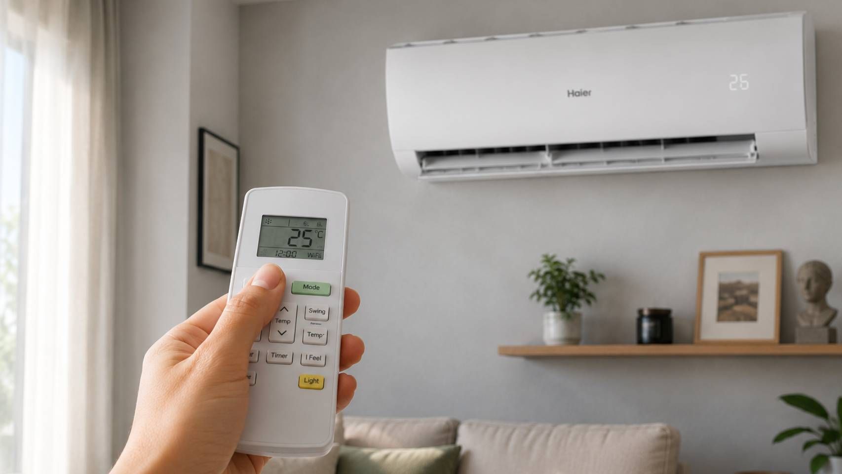 Un aire acondicionado de Haier.