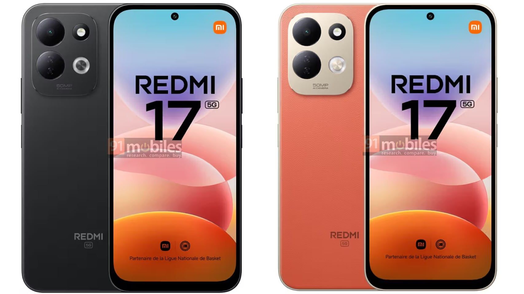 Redmi 17 en color negro y naranja
