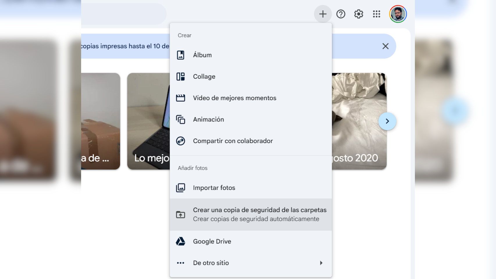 Cómo crear una copia de seguridad en Google Fotos desde el ordenador