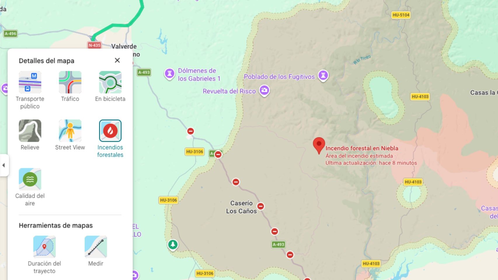 Capa de incendios activa